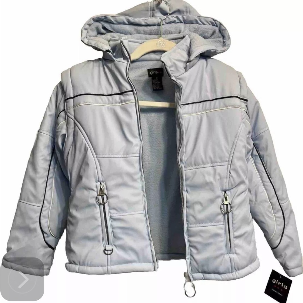 Girls hooded coat with removable sleeves